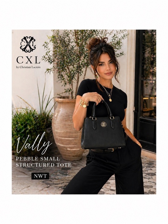 Christian Lacroix Handbags - Christian Lacroix Vally Pebble Small Structured Tote - Black